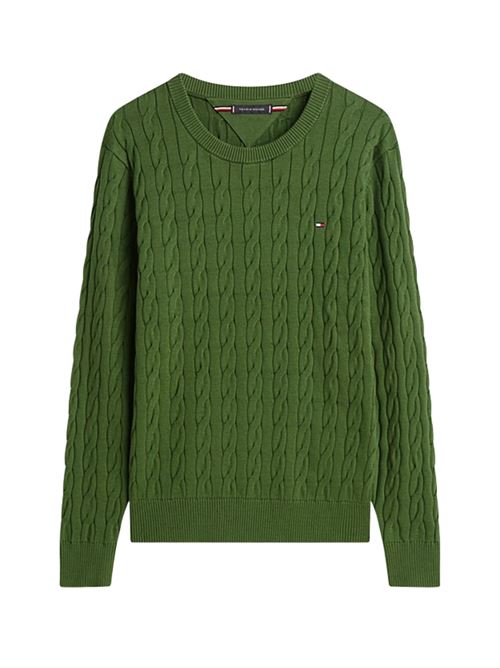 Pullover in maglia intrecciata con bandierina Tommy Hilfiger | MW0MW33132L01